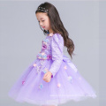 lavender lace party gowns new year kids clothes full sleeve birthday party christmas evening children flower girls dresses